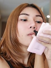 Skinny asian tgirl in glasses gets her first on screen fuck